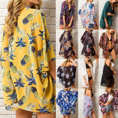 Chemisier imprimé hawaïen pour femme, châle, cache-maillot, pour la plage, les vacances en bord de mer, imprimé protection solaire, tailles S à 2XL