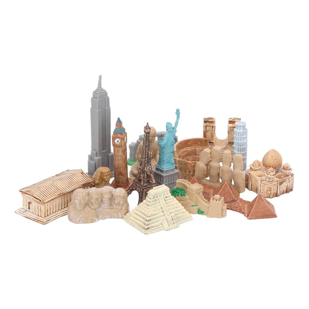 KIMISS 17-Piece World Ancient Architecture Miniature Set - Exquisite Small Building Collection for Egyptian Pyramid Model Kit, Perfect for Interior