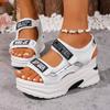 Grenzüberschreitende Große Plattform Sportsandalen Damen Sommer Neu Klettverschluss Strass Strand Lässig Keilabsatz Sandalen
