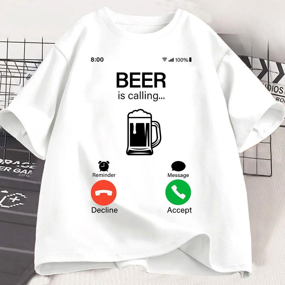 La cerveza está llaUnisexdo y devo ir al teléfono camiseta divertida Meme camiseta de moda para hombres y mujeres camisetas infor S