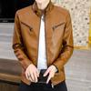 Herbst und Winter Neue Herren Lederjacke mit Plüsch-Trend und modischer Slim Fit Jugendtrend PU Lederjacke Herrenmantel