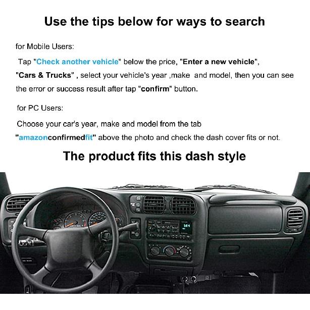 Dash Cover Fit For Chevy Chevrolet S10 Blazer/GMC Jimmy Sonoma Envoy/Olds Oldsmobile Bravada/Isuzu Hombre,Dashboard Cover Mat Carpet Pad(Charcoal