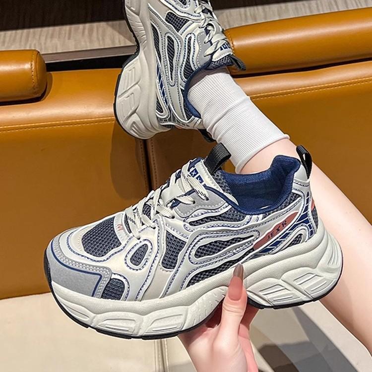 Popular Thick-soled Dad Shoes Women's Spring 2025 New Mesh Retro Versatile Lightweight Height-increasing Casual Sports Shoes