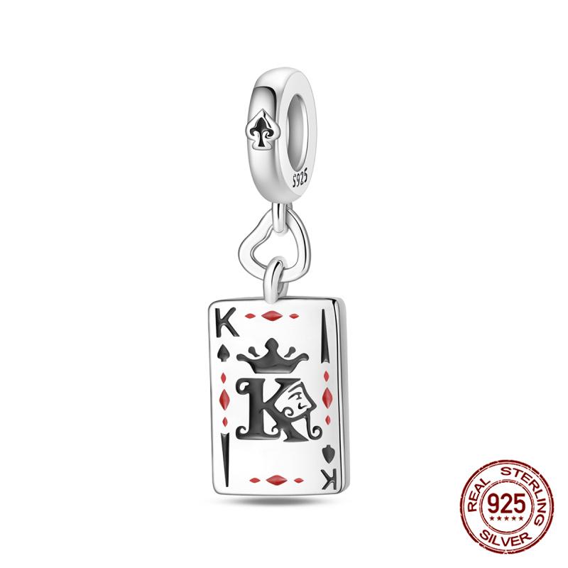 New Original 100%Copper Playing Cards Red Heart K Flush Charms Fit Originalbracelet Diy Jewelry Making Women Gift