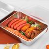 Grilling Prep and Serve Trays BBQ Platter for Raw and Cooked Food Stainless Steel Serving Trays for Food with Lid Set