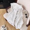 Spring/Summer Korean Style High Waist Floral White Wide-Leg Denim Pants for Women