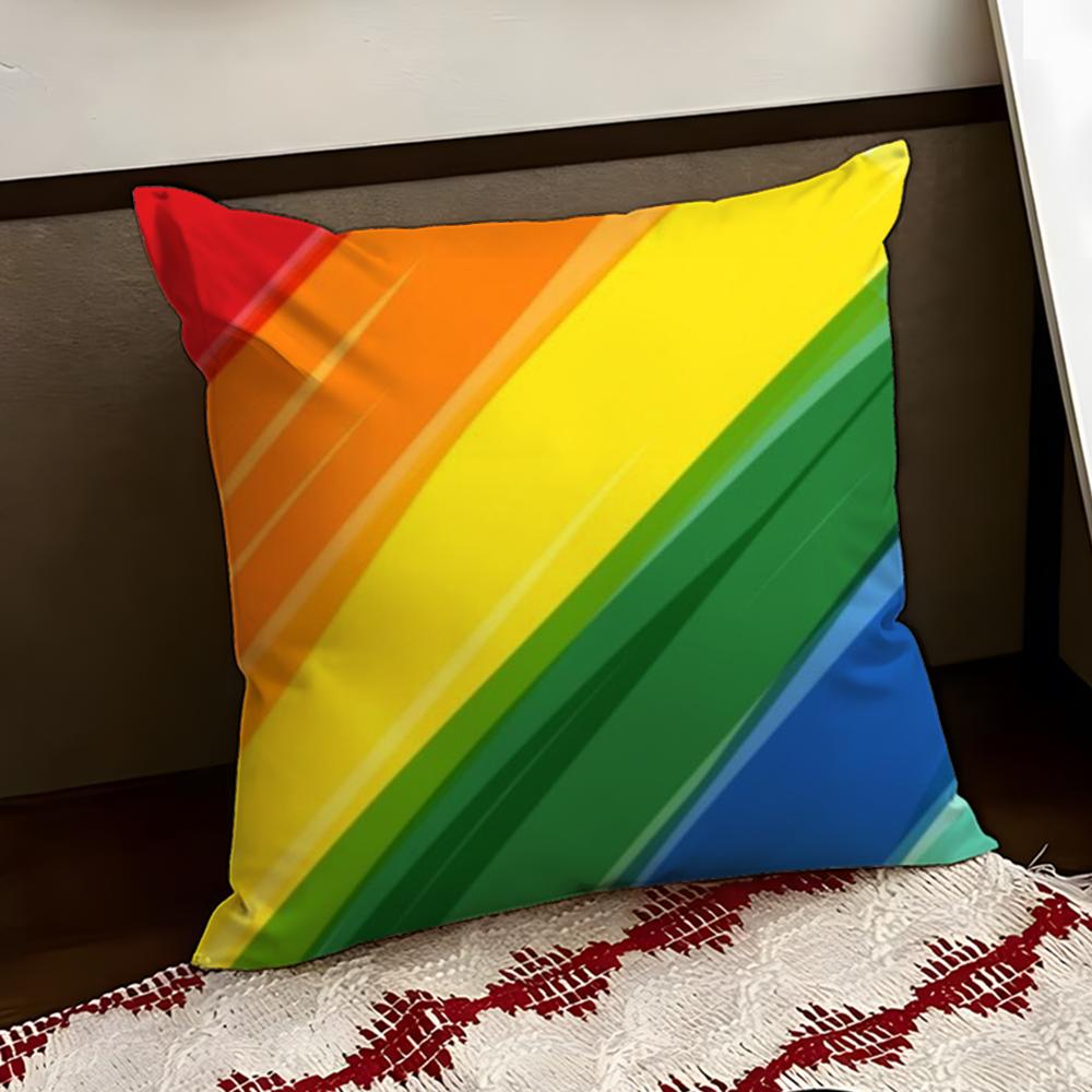Homosexual Rainbow Flag Cushion Cover Reversible Soft Durable Pillow Cover Home Car MultiScene Use for Daily Comfort