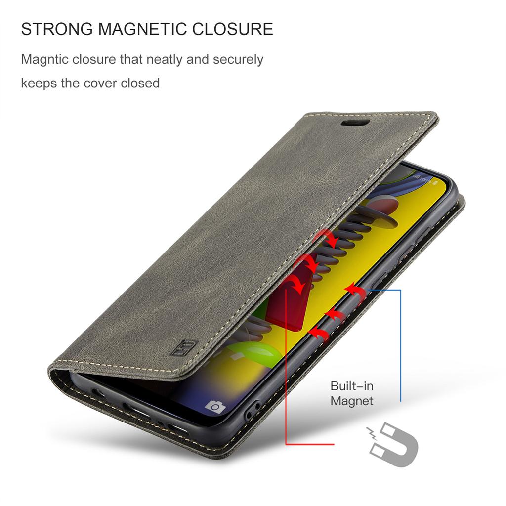 For Samsung Galaxy M31 / M31 Prime / F41 / M21s Vintage Leather Flip Wallet Case with RFID Blocking Card Slot, Matte Retro Folio Cover (4 Colors)