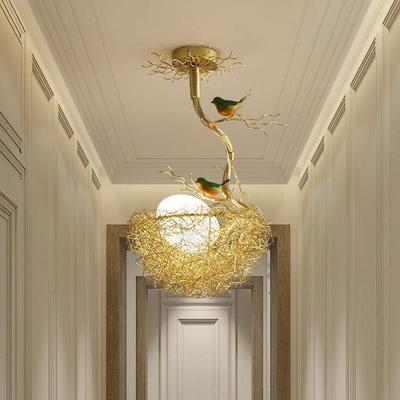 Ceiling Lamp Handmade Aluminum Wire Led Living Room Lamp Warm Bedroom Dining Room Lamp Bird's Nest Bird's Nest Aisle Chandelier
