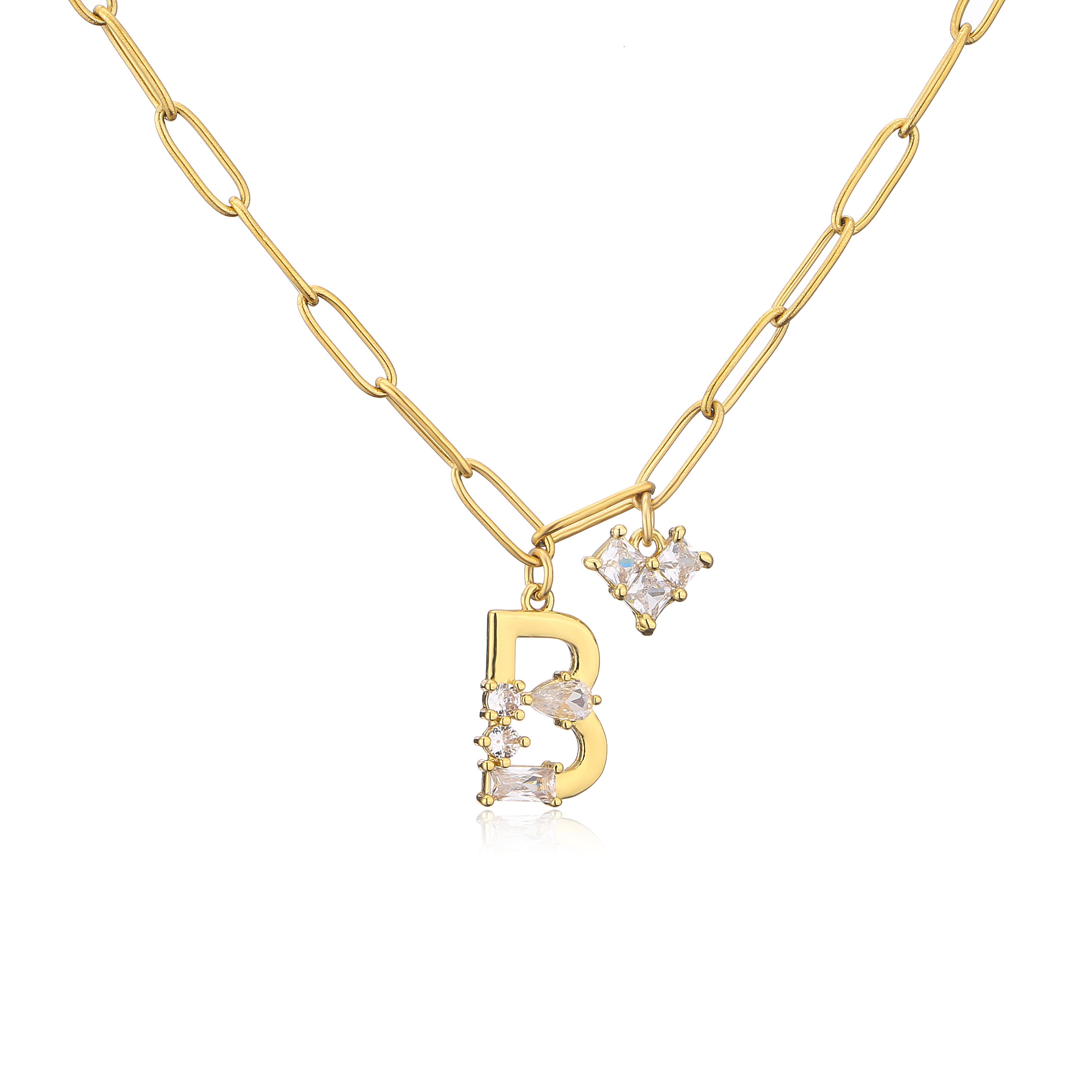

HECHENG, Initial Charm A-Z Letters Necklace Women Choker ,Heart Charm Gold Copper Color Stainless Steel Chain 45cm Necklace A&45cm золотой