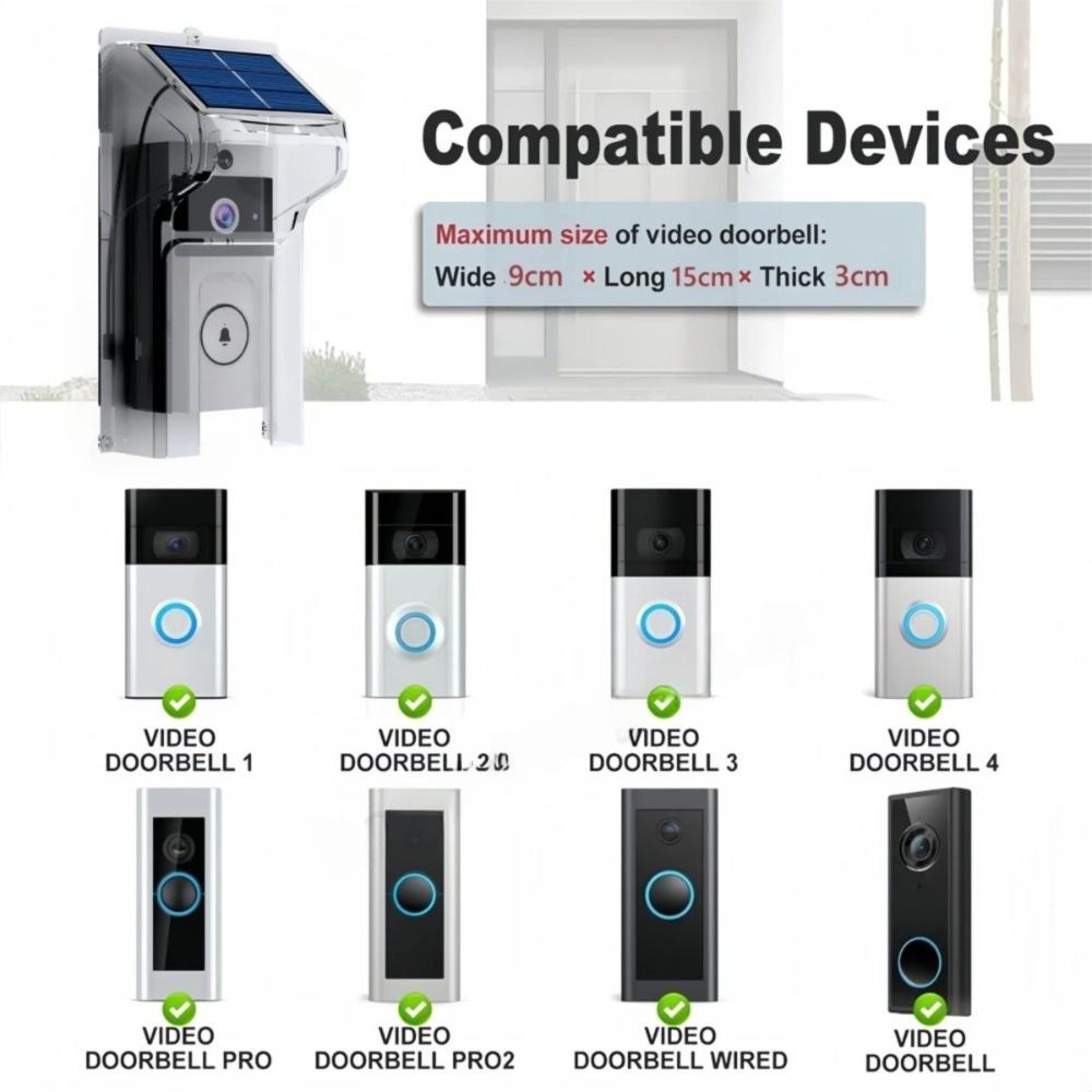 Solar Doorbell Sun Protecter Waterproof Solar Cover New Doorbell Rain Cover  Outdoor