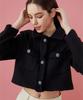 Koleat Women Crop Daily Collar Tweed Jacket [Black] Blazer Ver.