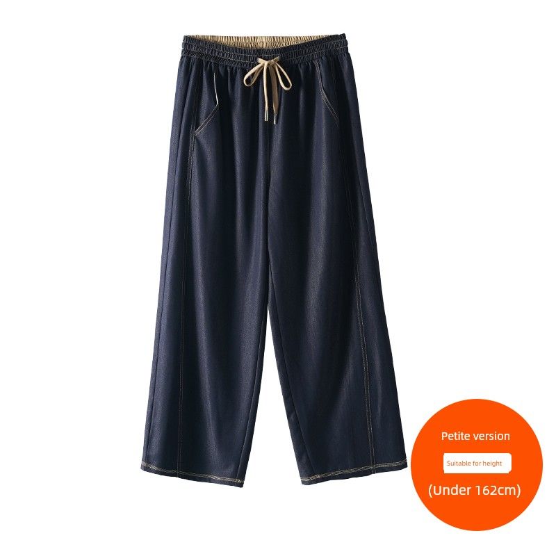 

Plus size women clothing [Universal Wide-Leg Pants] Three Pants Length Choose Open Line Design High Waist Drape Denim Machete Pants