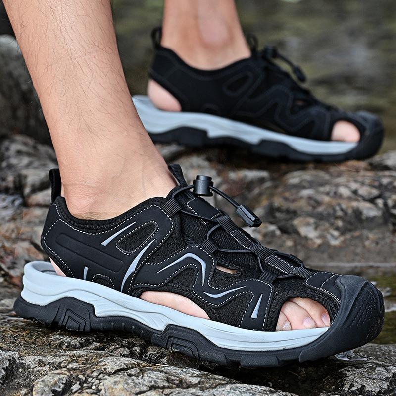 Summer Men Sandals Fashion Casual Sport Sandal Outdoor Non-slip Wading Shoes Hollow Breathable Beach Shoes Roman Sandals for Men