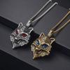 Nordic Retro Titanium Steel Viking Wolf Head Pendant Necklace for Men