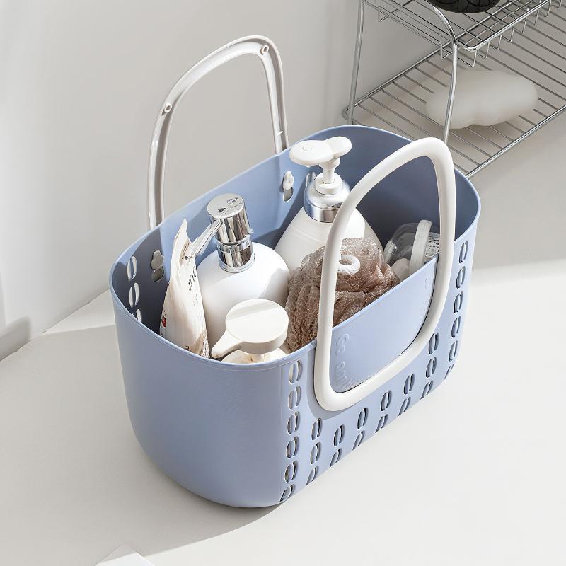 Cesto portaoggetti da doccia portatile con manici rinforzati, contenitore in plastica con fori di drenaggio per dormitorio, palestra, bagno, viaggio, portaoggetti per articoli da toeletta