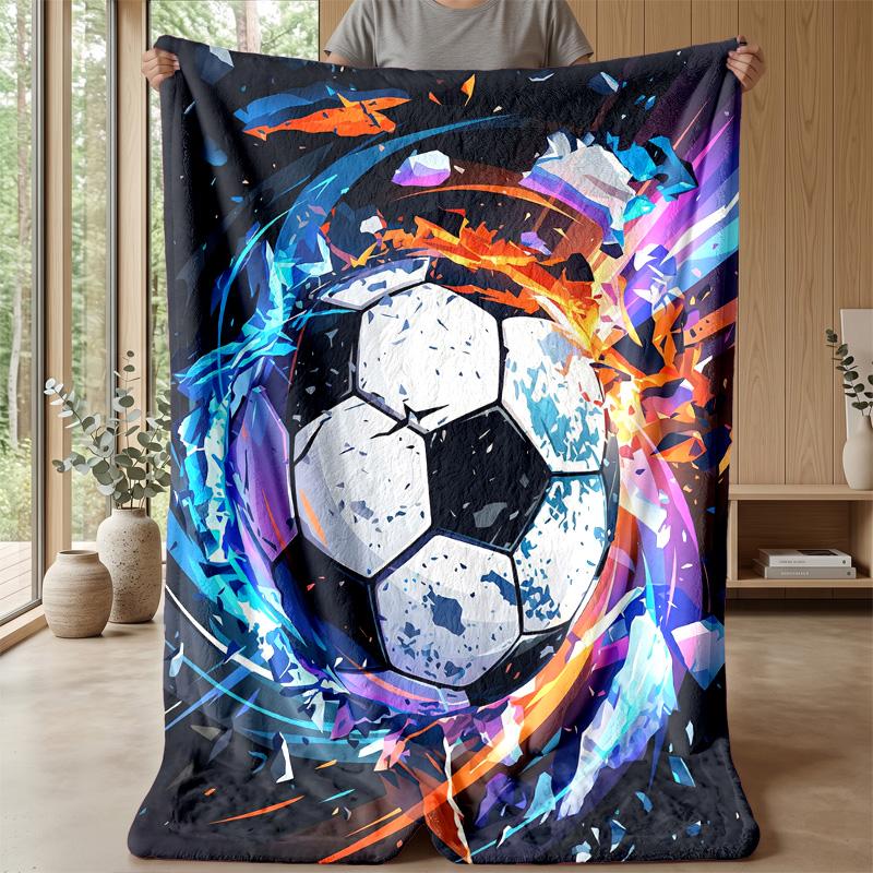 Soccer Ball Energy Burst Theme blanket Lightweight Warm Flannel Blanket Decorative Throw Blanket for Home Decoration
