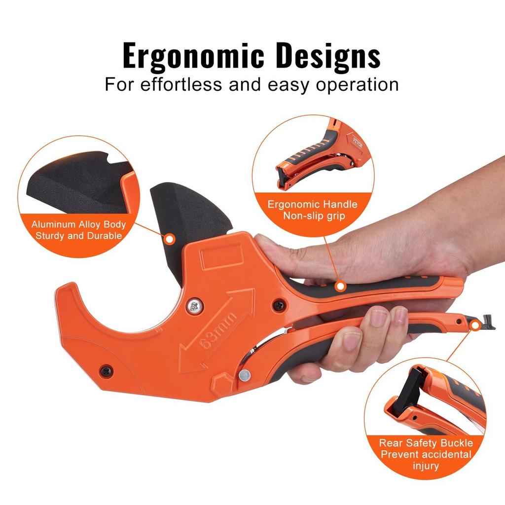 PVC Pipe Cutter Ratcheting PVC Pipe Cutter 0-2-1/2" O.D. & Spare SK5 Blade