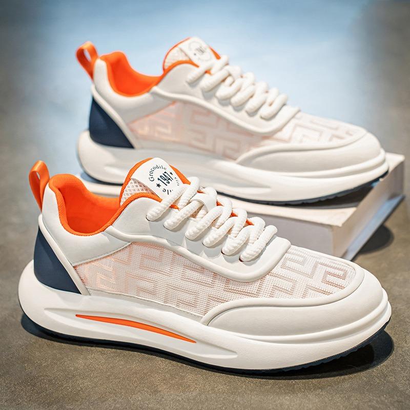 Men's Shoes New Spring and Summer Breathable Ice Silk Mesh Casual Board Shoes Light Soft Sole Low Top White Shoes Men