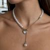 Y2K New Pearl Heart OT Necklace for Women Girl Choker Fashion Zircon Pendant Trendy Chain Anti-allergy Pendant 2026 Best Gift