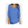 Solid Colour Round Neck Knit Top Women's Plus Size Commuter Elegant Seven-minute Sleeve Top Air-conditioning Shirt