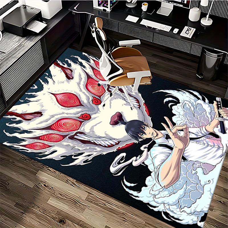 1pc Anime Wolf Mask Chair Mat - Office Desk Pad with Demon Slayer Design, Non-Slip Carpet for Home Decor, Suitable for All Seasons.U051