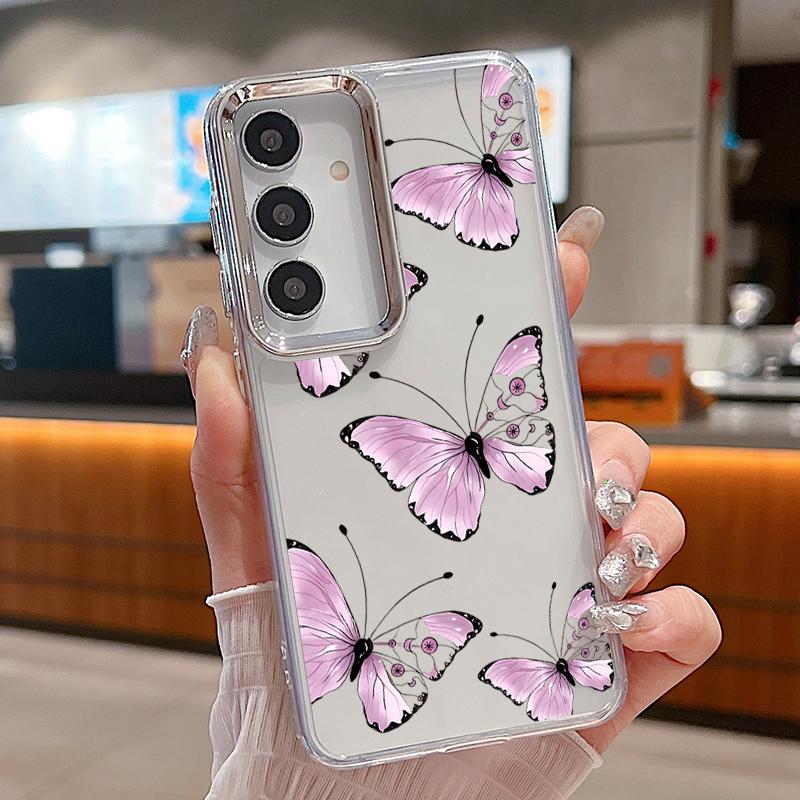 Butterfly Printed Phone Case For Samsung Galaxy S26 S25 S24 S23 Ultra S24 S25 FE A17 A57 A56 A16 A55 A37 A36 A15 Clear TPU Cover