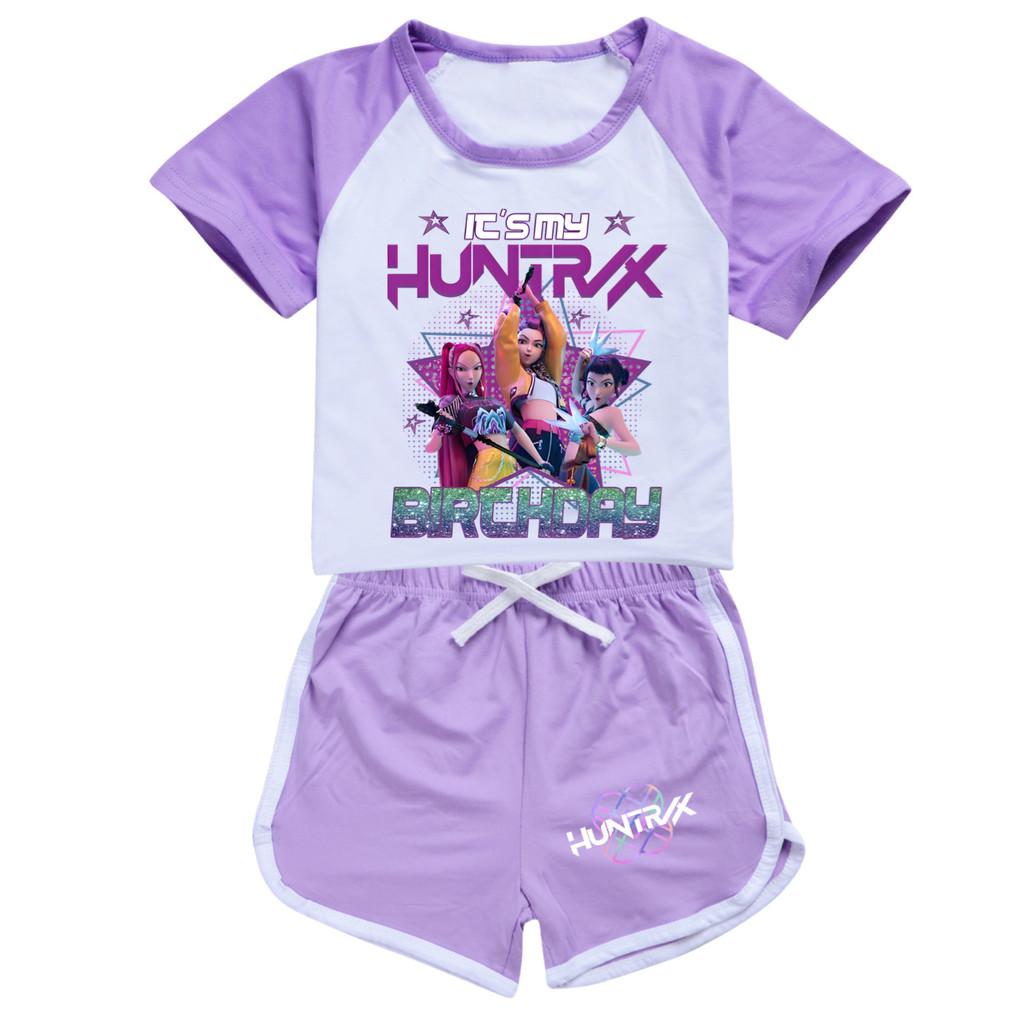 5001 Kids Girls POP Rumi Zoey Mira Print T-shirt Shorts Sport Tracksuit Clothes Set