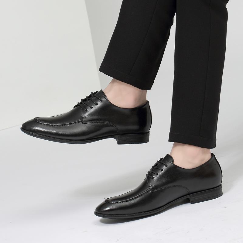 Men's Shoes Autumn Dress Leather Shoes Men's Pointed Cowhide Lace-up Breathable Men's Loafers Business Casual Shoes Men's