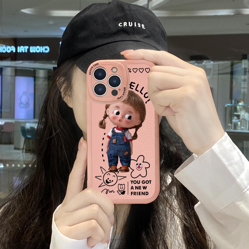 Schlanke Haut Gefühl Cartoon süße Mädchen weiche Silikon PU Leder Abdeckung Handytasche für iPhone Samsung Huawei Honor Xiaomi Redmi OPPO Realme Vivo