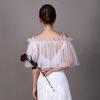 Pearl Tulle Off Shoulder Shrug Detachable Mesh Cape Wedding Dress Cover Up Bridal Photo Shoot Evening Party See-through Shoulder Wrap