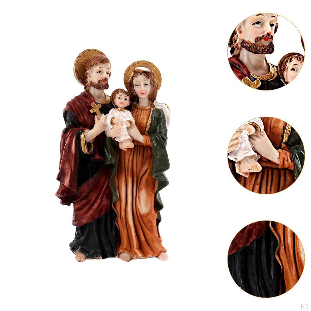Catholic Holy Family Statue Jesus Religious Figurine Display Home Resin Figure Sculpture for