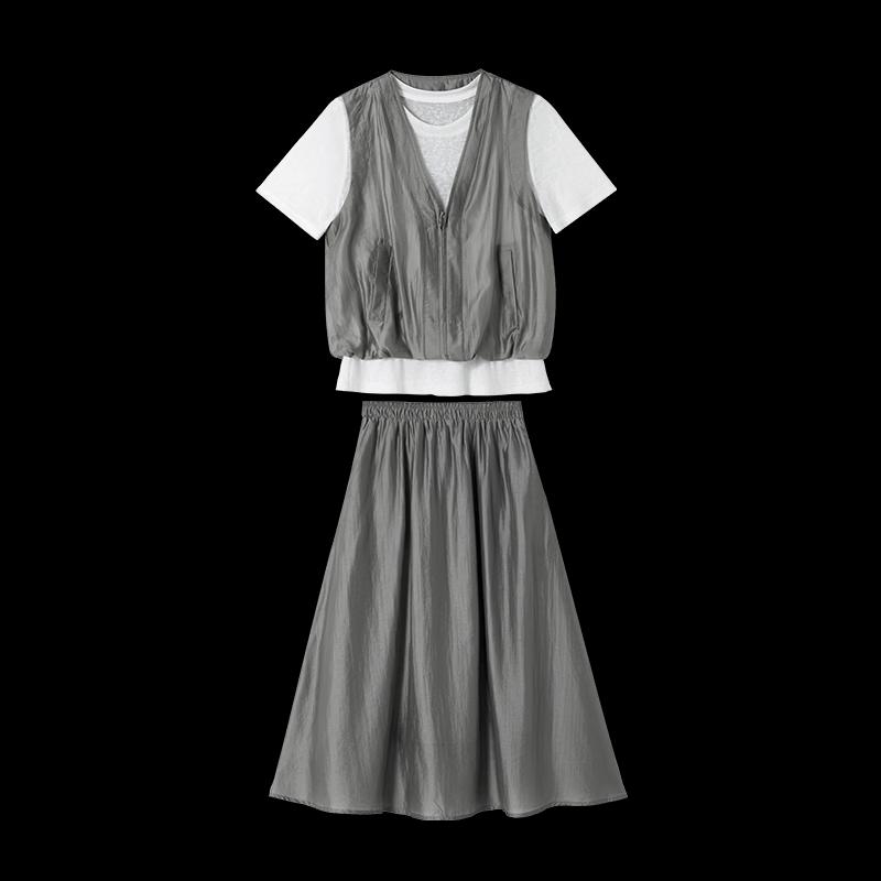 Lyocell Faux Two-Piece Casual Set