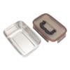 304 Stainless Steel Food Storage Container Metal Sealed Lunch Box with Handle for Home Refrigerator