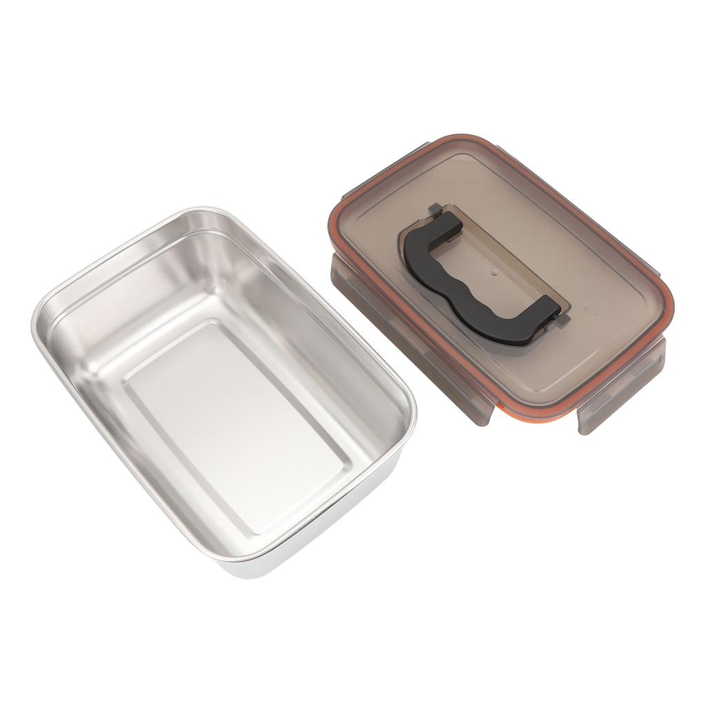 304 Stainless Steel Food Storage Container Metal Sealed Lunch Box with Handle for Home Refrigerator