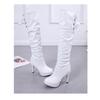 Autumn and Winter New Korean Version High Heels Women's Knee High Boots with Lace Up Casual Women's Martin Boots