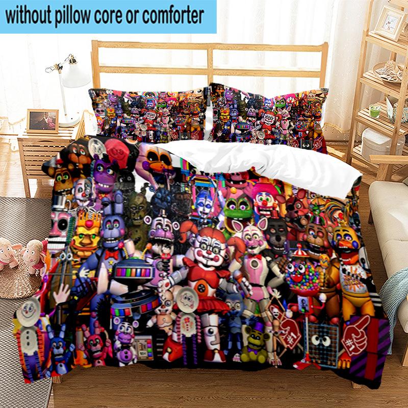 3PCS Fnaf Character Collage 3pcs Bedding,Including 3PCS Duvet Cover And 2pcs Pillowcases Perfect for Christmas,Ideal for Bedroom, Dormitory