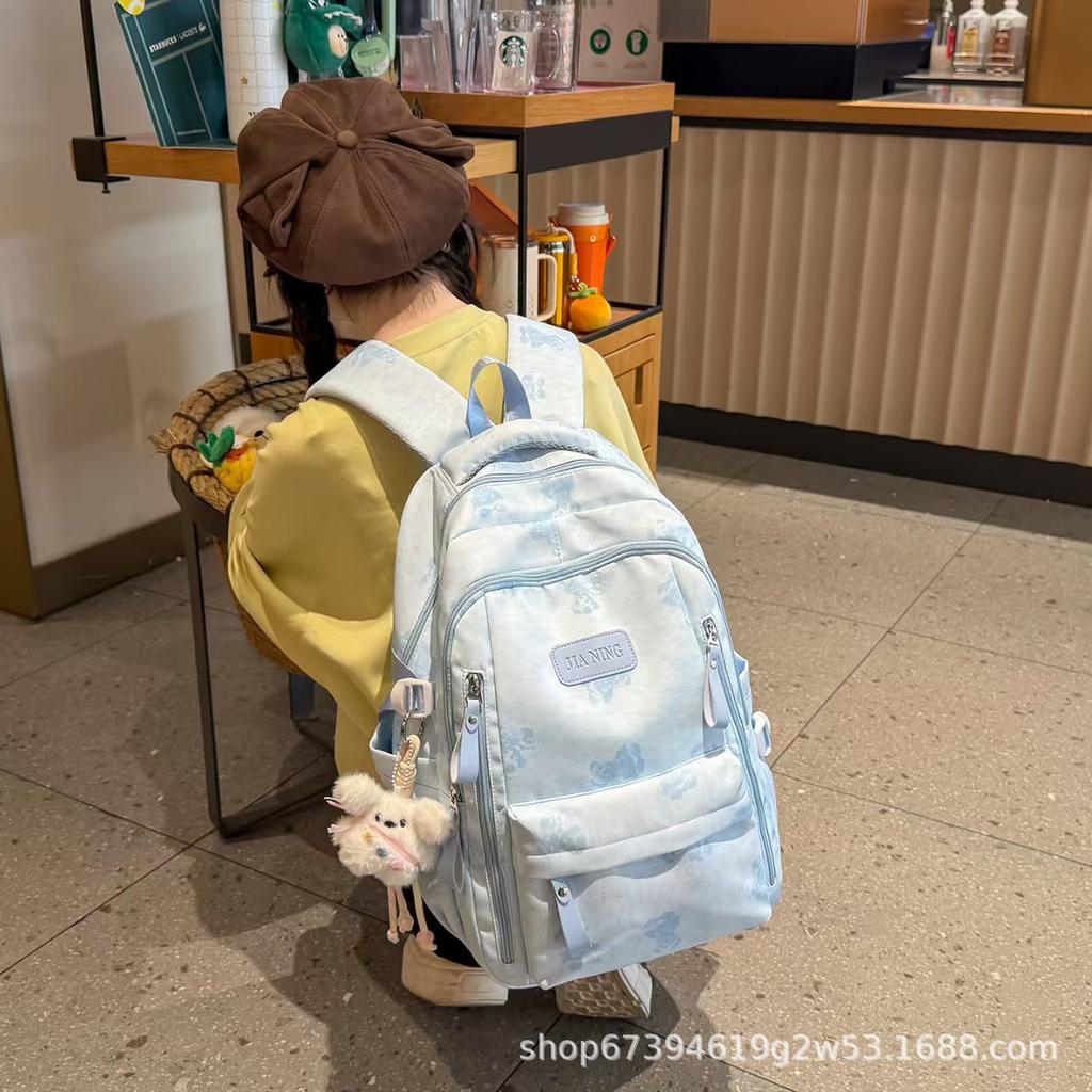 Schoolbag New Junior High School Student Bear Schoolbag High Value Fashion Casual Simple Backpack Versatile Light Travel Backpack