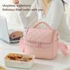 Pink Quilted Insulated Lunch Bag With Removable Strap Padded Handle For Work School Picnics