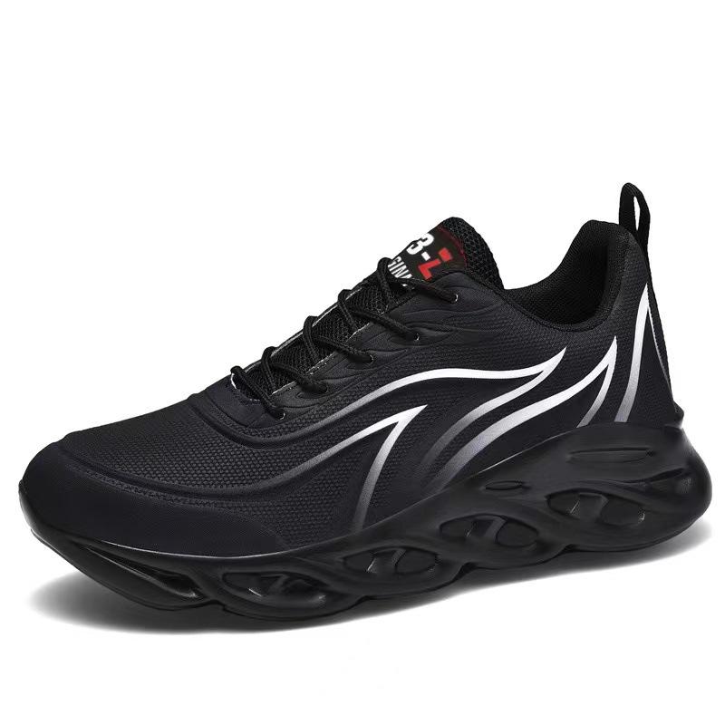 Fashion Men's Flame Printed Sneakers Flying Weave Sports Shoes Comfortable Running Shoes Outdoor Men Athletic Shoes Red Sneakers Man