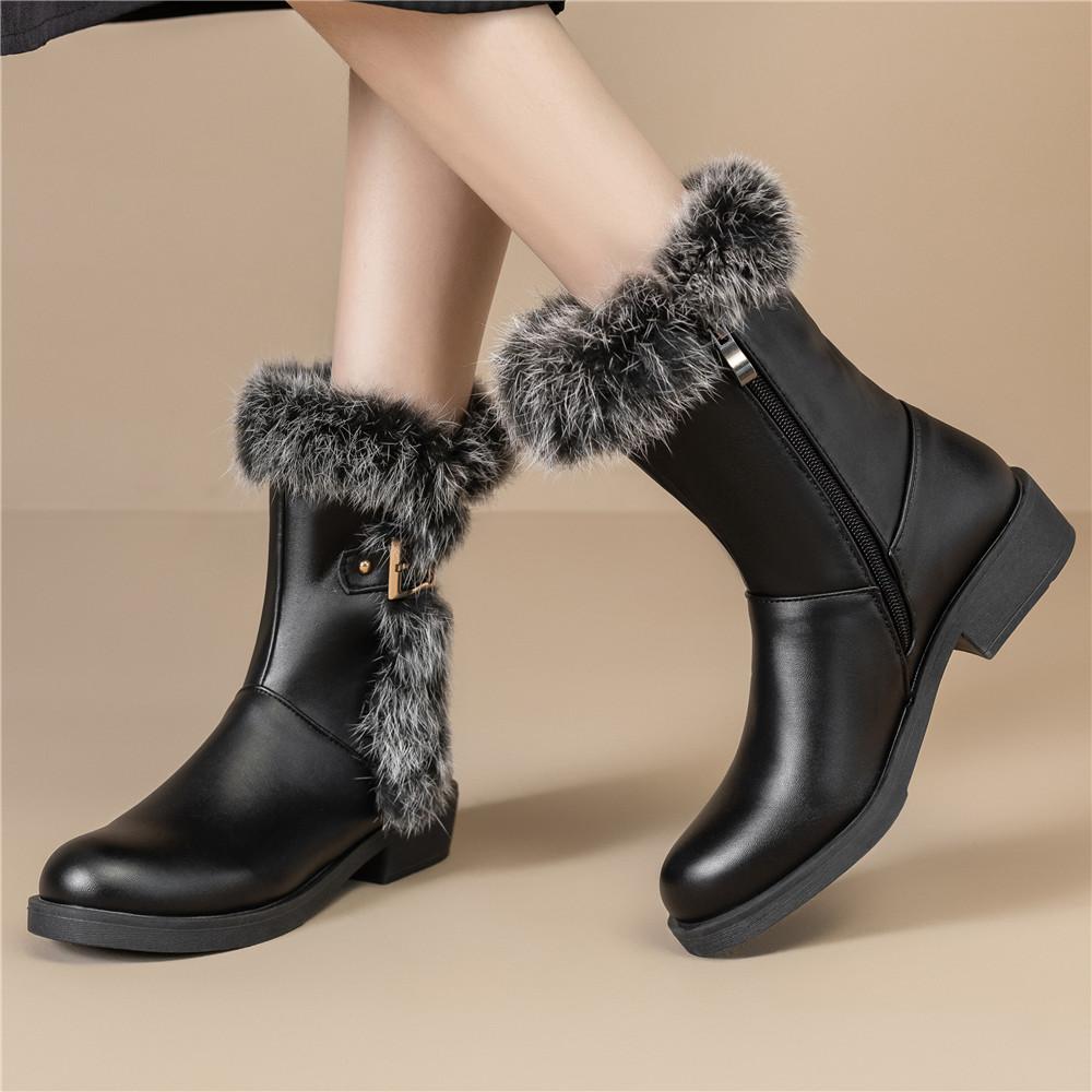 Fashion Women's Winter Boots Platform Heels Fur Boots Women 2025 Snow Boots Zip Ankle Winter Shoes For Women Winter Footwear Botas Mujer