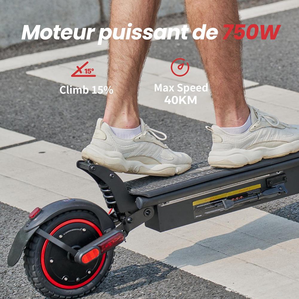 W8 Electric Scooter 750W Motor 48V14Ah Battery, 40km/h Max Speed 9.3” Off-Road Tires, Triple Brake with App Dual Suspension Escooters