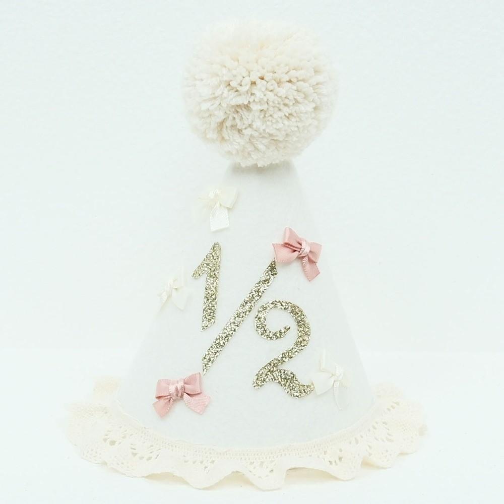 Sweet Bow Birthday Hat Handcrafted Pom Pom Lace Ruffle Hat Birthday Decoration