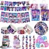 Cacciatori di Demoni Decorazioni per Festa di Compleanno Stoviglie Banner Decorazioni Topper per Torta Palloncino Ragazza Bambino Coreano Kpop Anime Set Forniture per Festa