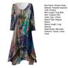 Sommerliches Maxi-Blumenkleid für Damen Übergröße Langarm V-Ausschnitt A-Linie Boho-Kleid mit gestuftem fließendem unregelmäßigem Saum