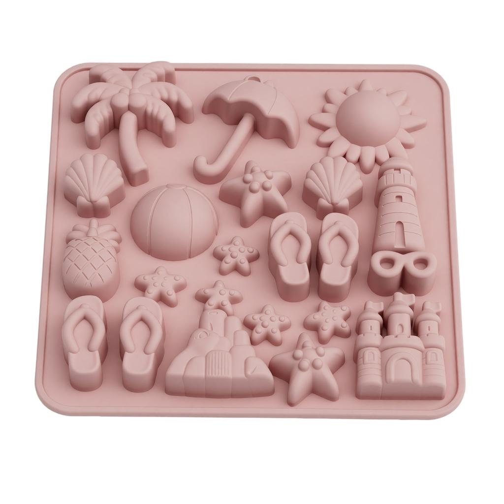 Strand-Thema Silikonform für Schokolade Pudding Gummibärchen Antihaft Flexibel Lebensmittelqualität Formschale zum Backen DIY Basteln