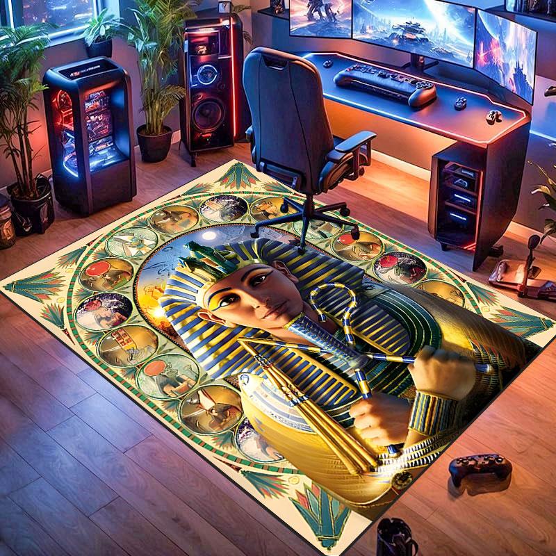 Ancient Egyptian-themed rug, suitable for living room, bedroom, game room, computer room and home décor.