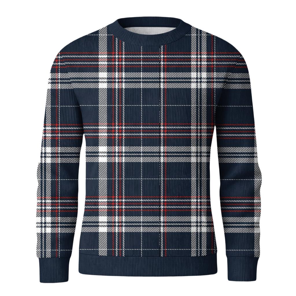 Men's Round Neck Long Sleeve Ribbed Knit Pullover