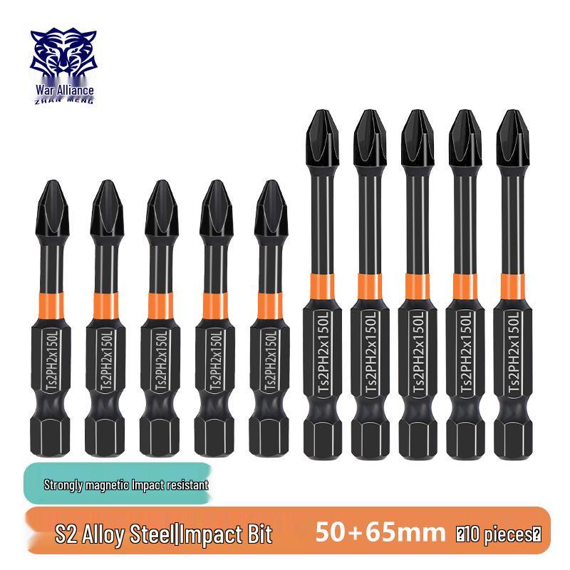 Phillips Magnetic High Hardness Extended Anti-Slip Electric Screwdriver Bit, Hex Shank, Rustproof.