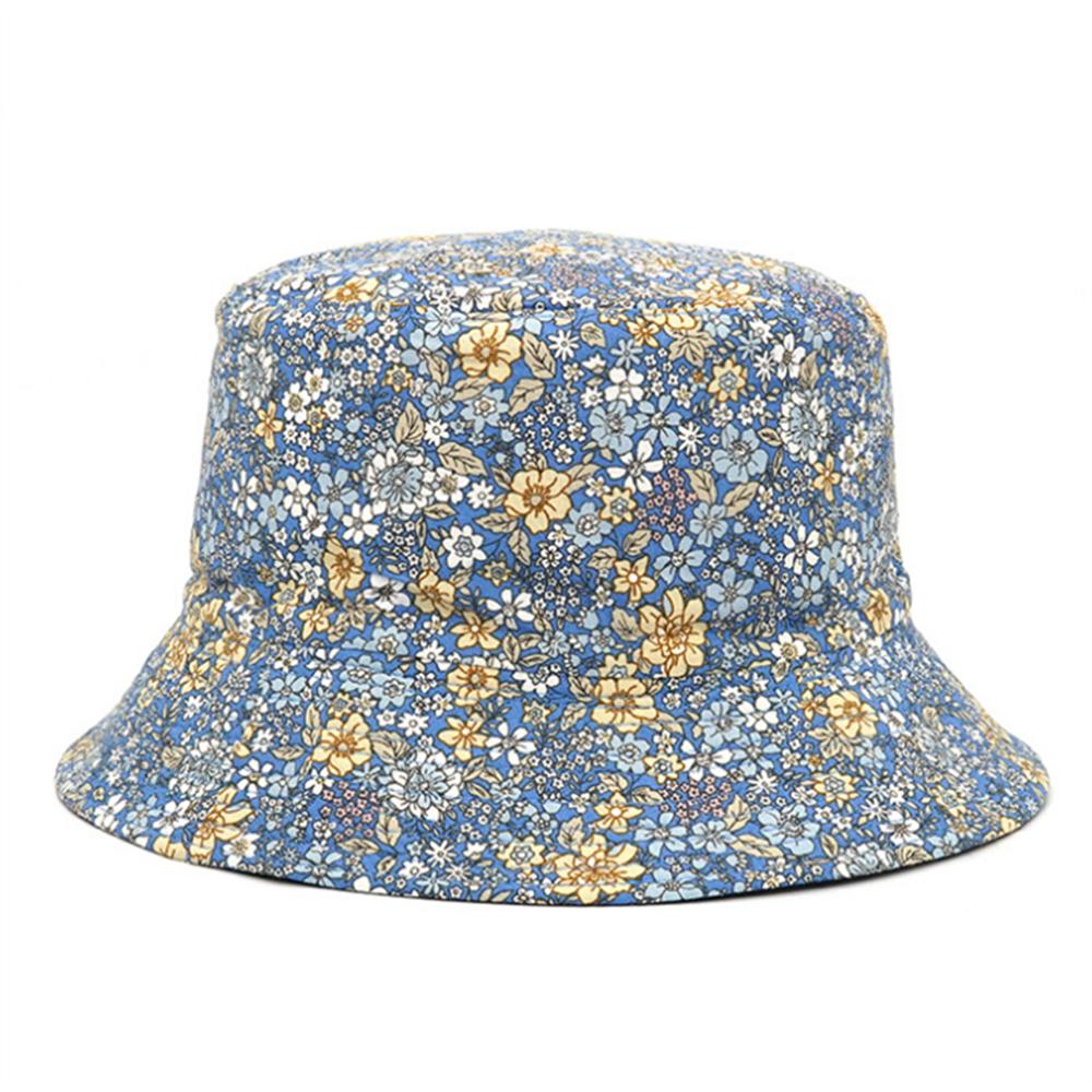 Spring and Summer Small Floral Print Bucket Hat Trend Flower Double-Sided Male Wild Basin Sun Woman Cap